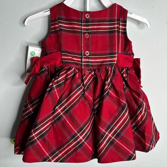 Carter’s Red Plaid Christmas Holiday Dress Only Red Bows Size 3 Months NEW NWT - Picture 2 of 8